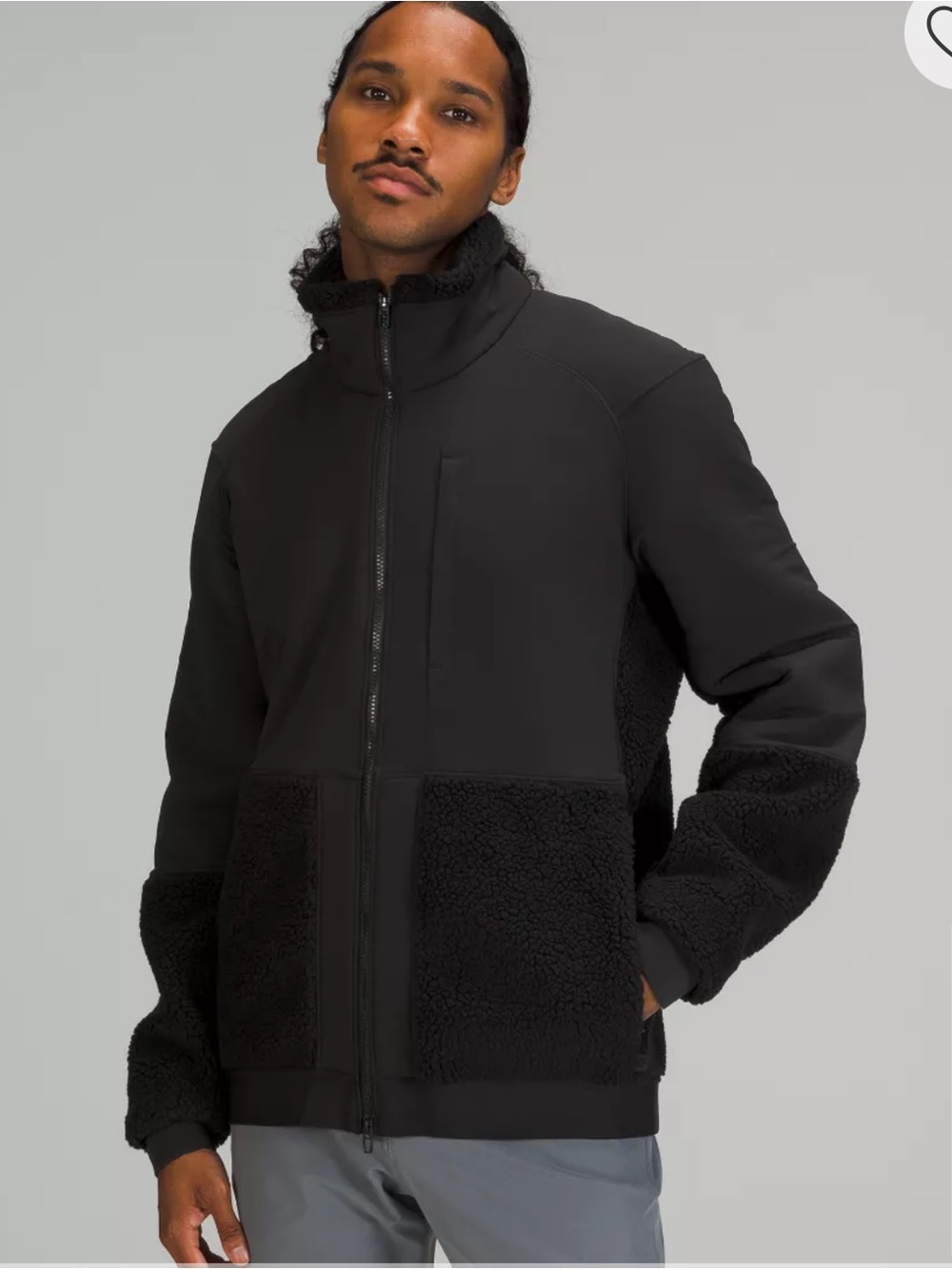 Lululemon Textured Fleece Jacket Black Full Zip Mens size Medium